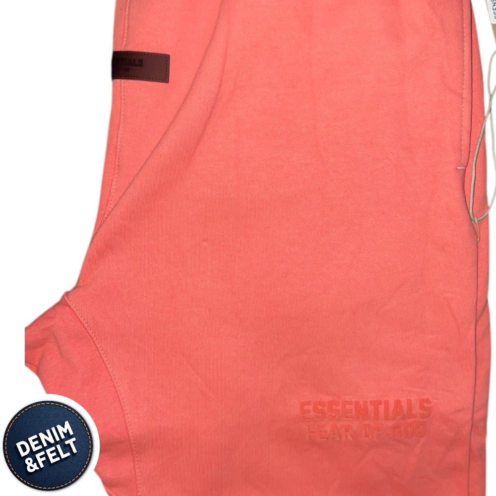 Essentials FEAR OF GOD ESSENTIALS Logo-Appliquéd Jersey Sweatpants | Coral | NEW - Picture 11 of 16